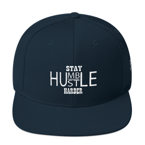 Stay Humble/Hustle Harder (White Print) Snapback Hat