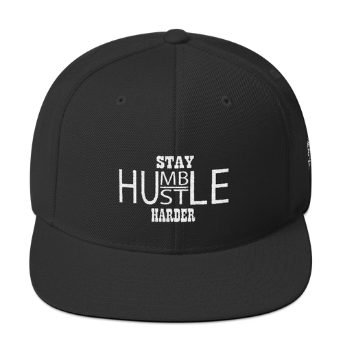 Stay Humble/Hustle Harder (White Print) Snapback Hat