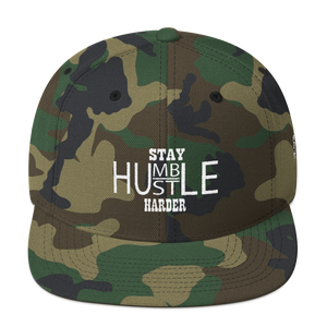 Stay Humble/Hustle Harder (White Print) Snapback Hat